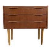 Table de chevet en teck avec trois tiroirs, années 1960
