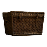 Wicker and wrought iron commode, 19th century, primitive style.