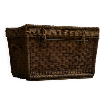 Wicker and wrought iron commode, 19th century, primitive style.