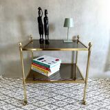 Vintage serving trolley brass, side table gold, bar trolley, coffee table