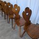 Set of 8 Farmhouse Tyrolean Chair with Heart Cutout Back / 1970s Vintage Di