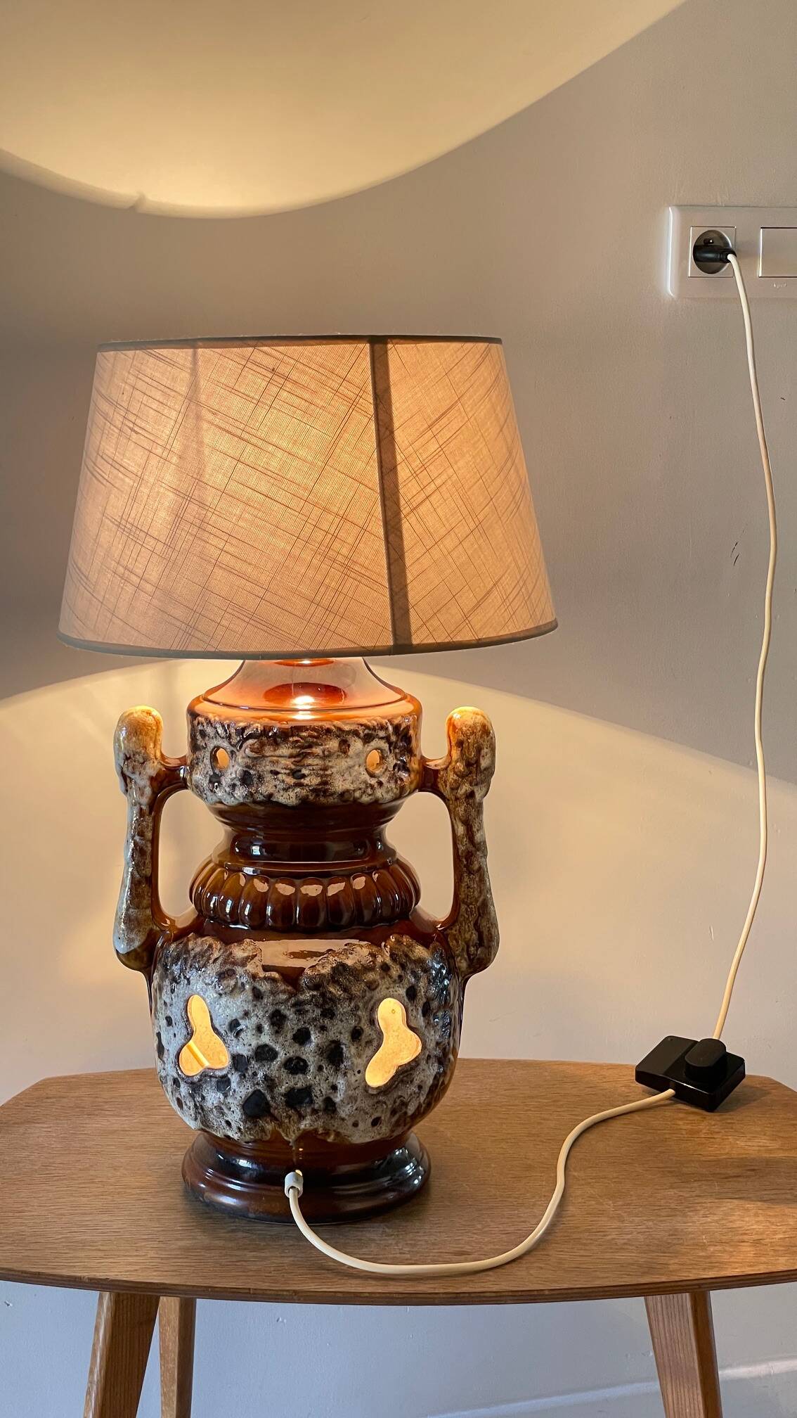 Lamp ceramic fat lava double lighting 70s