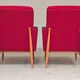 Pair of Drevotex Zamberk armchairs, red fabric and faux leather 1970