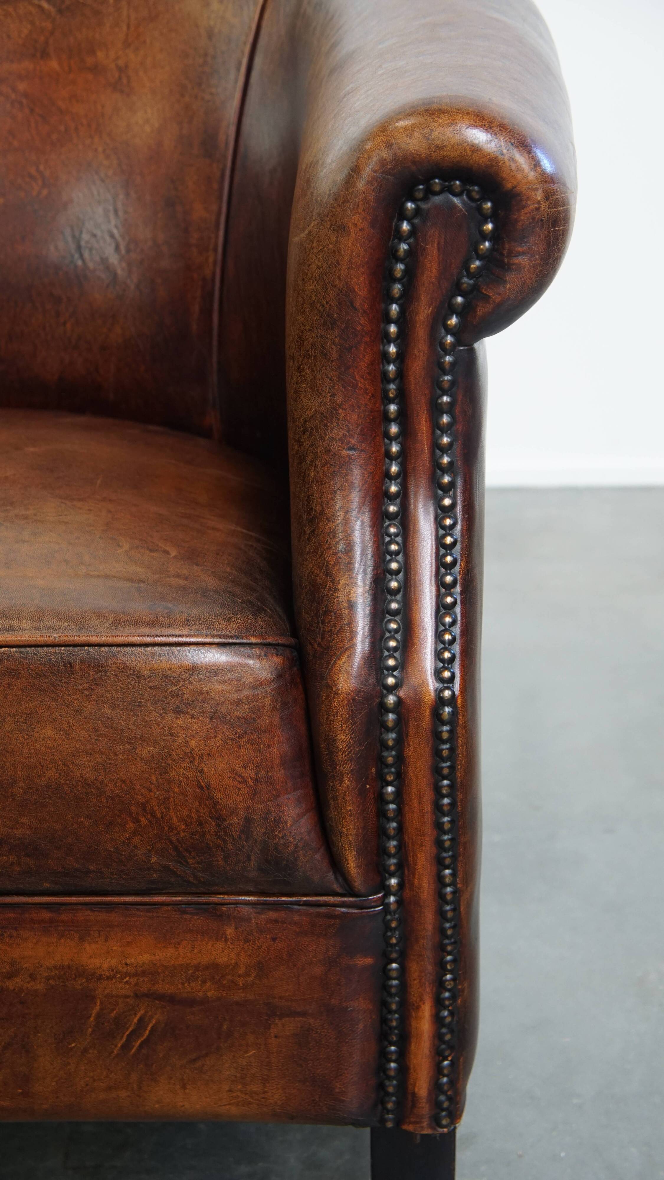 Club chair made of sheepskin leather