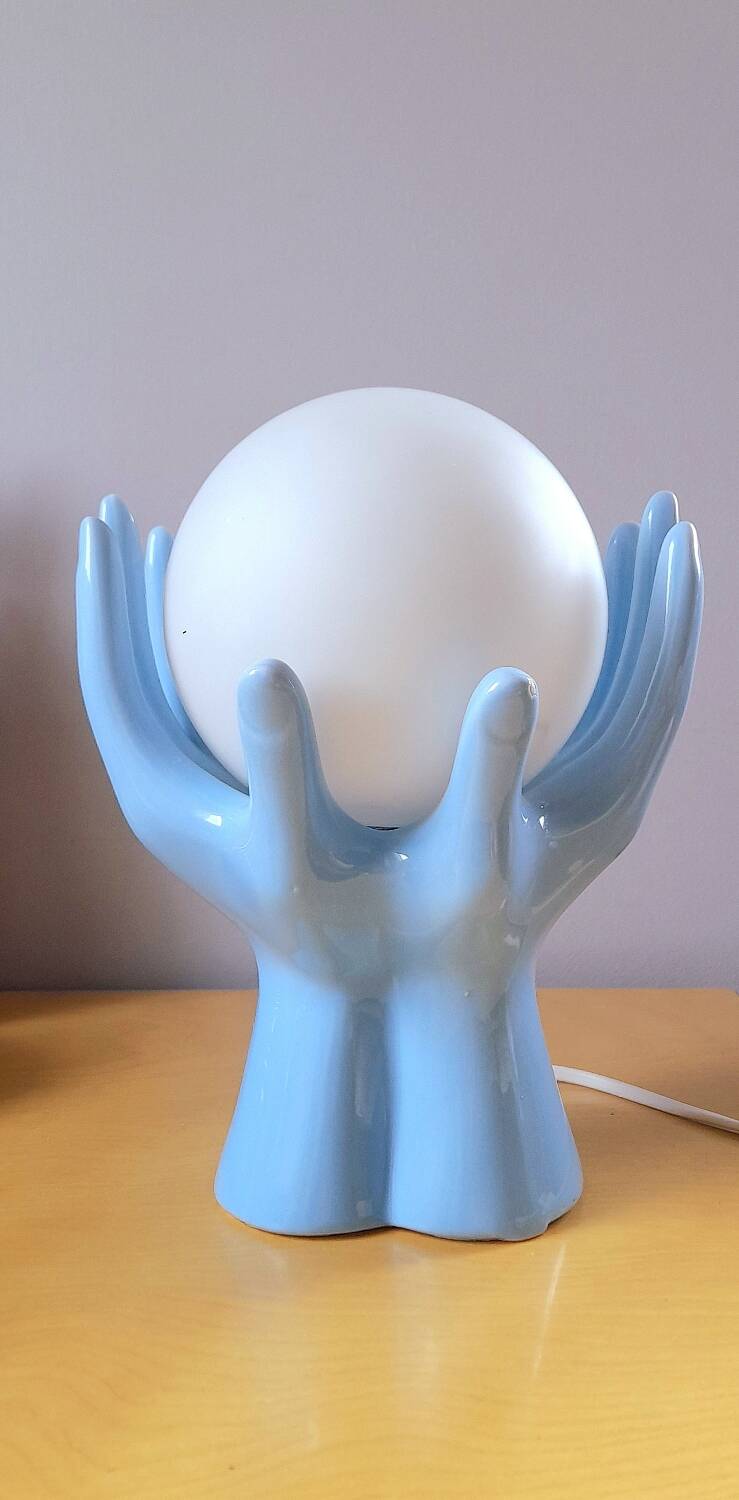 80s enameled ceramic hand lamp