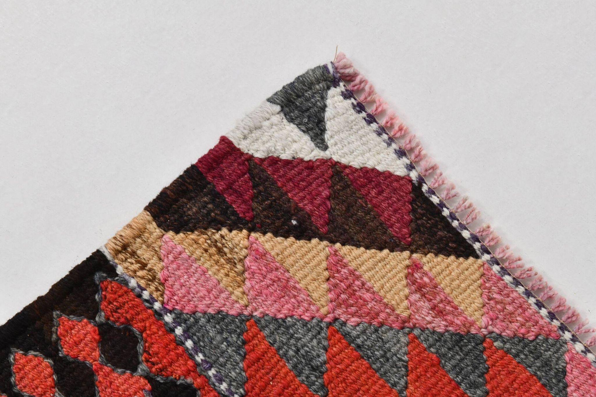 3x10 Vintage Burgundy Kilim Runner Rug 95x302Cm