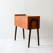 1950s Scandinavian Teak Nightstand with Brass Handles