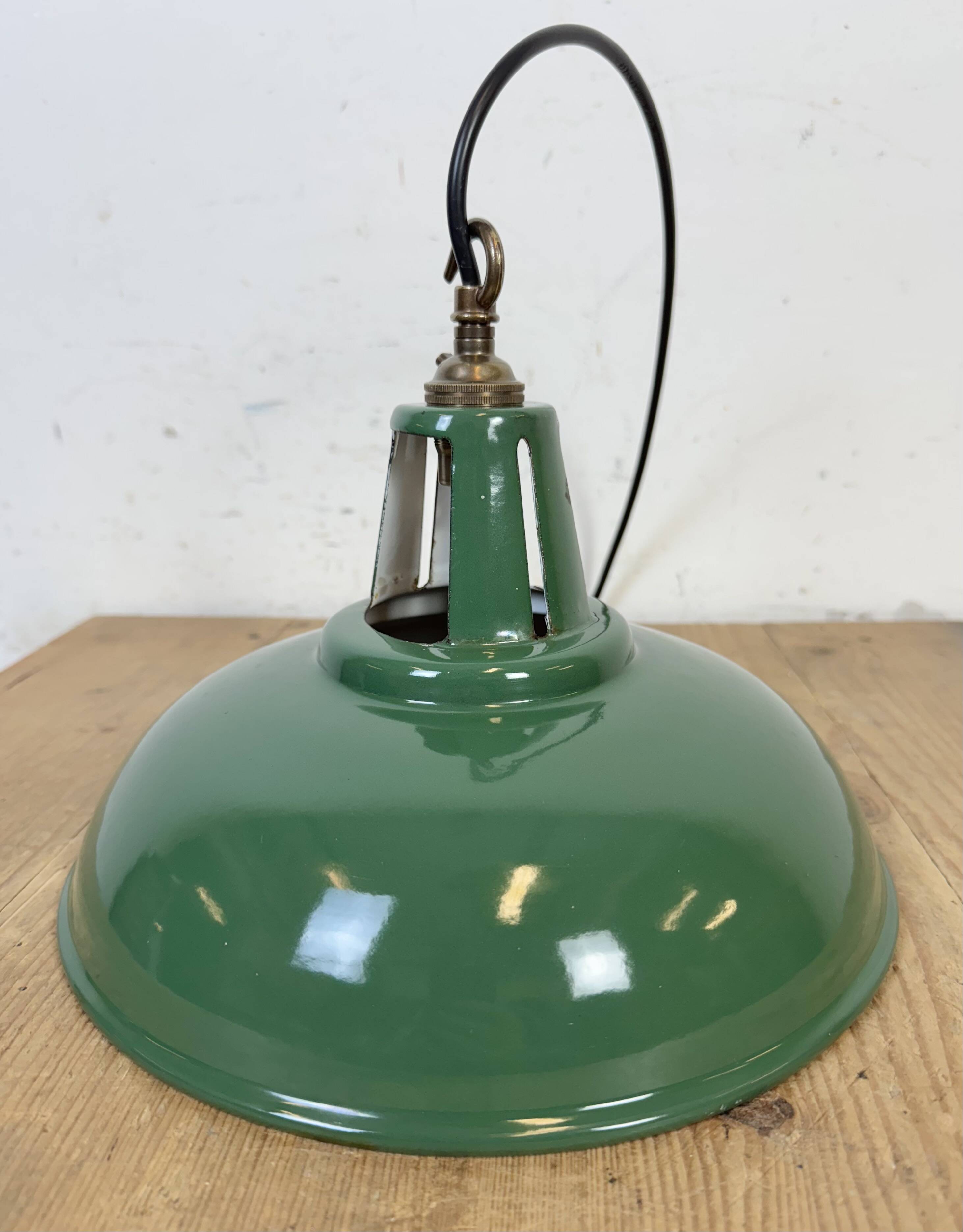 Industrial Green Enamel Factory Pendant Lamp, 1960s