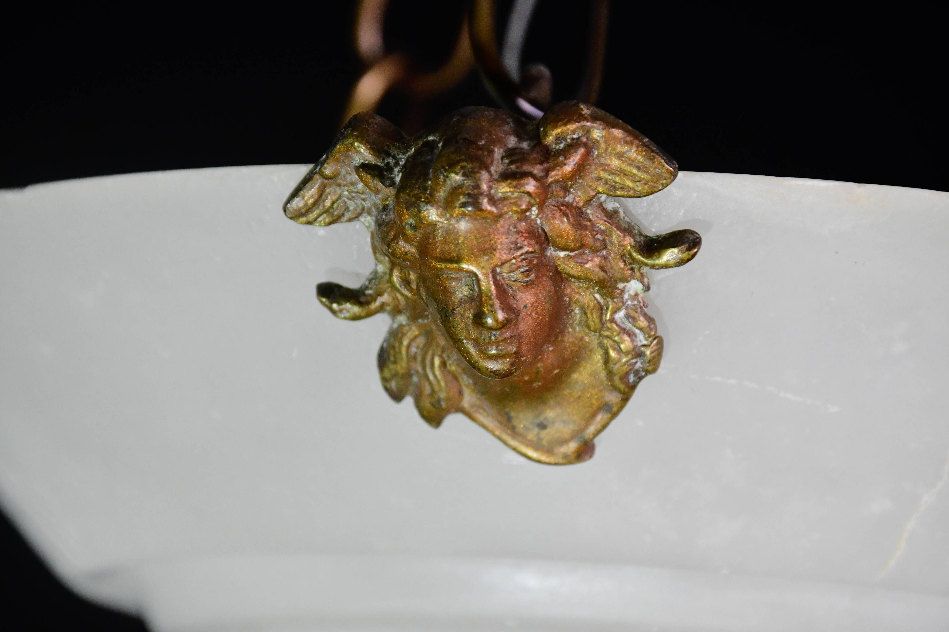 Charming white Art Deco alabaster pendant, 1940s