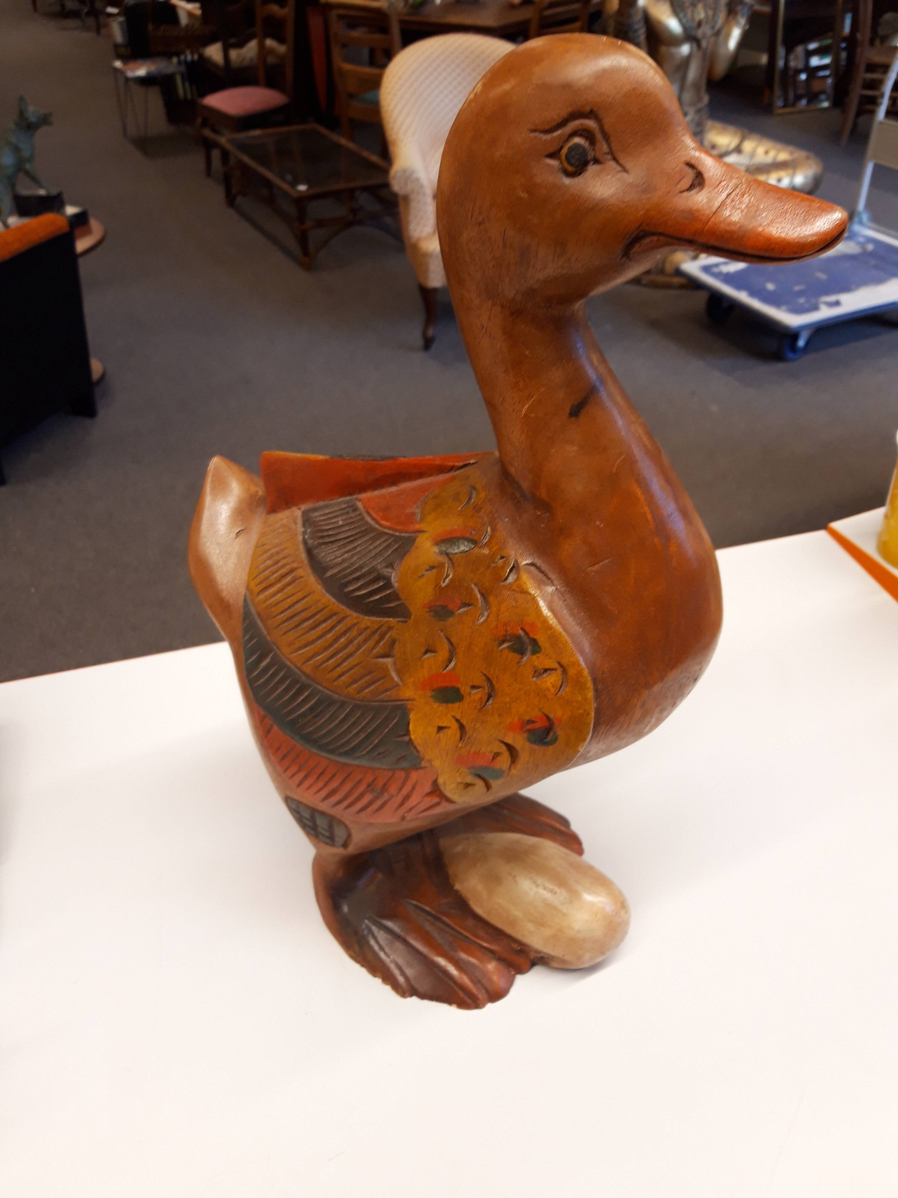 Decorative duck in polychrome wood