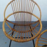 Pair of rattan basket armchairs