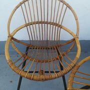 Duo de fauteuils corbeille en rotin