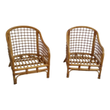 Pair of rattan armchairs