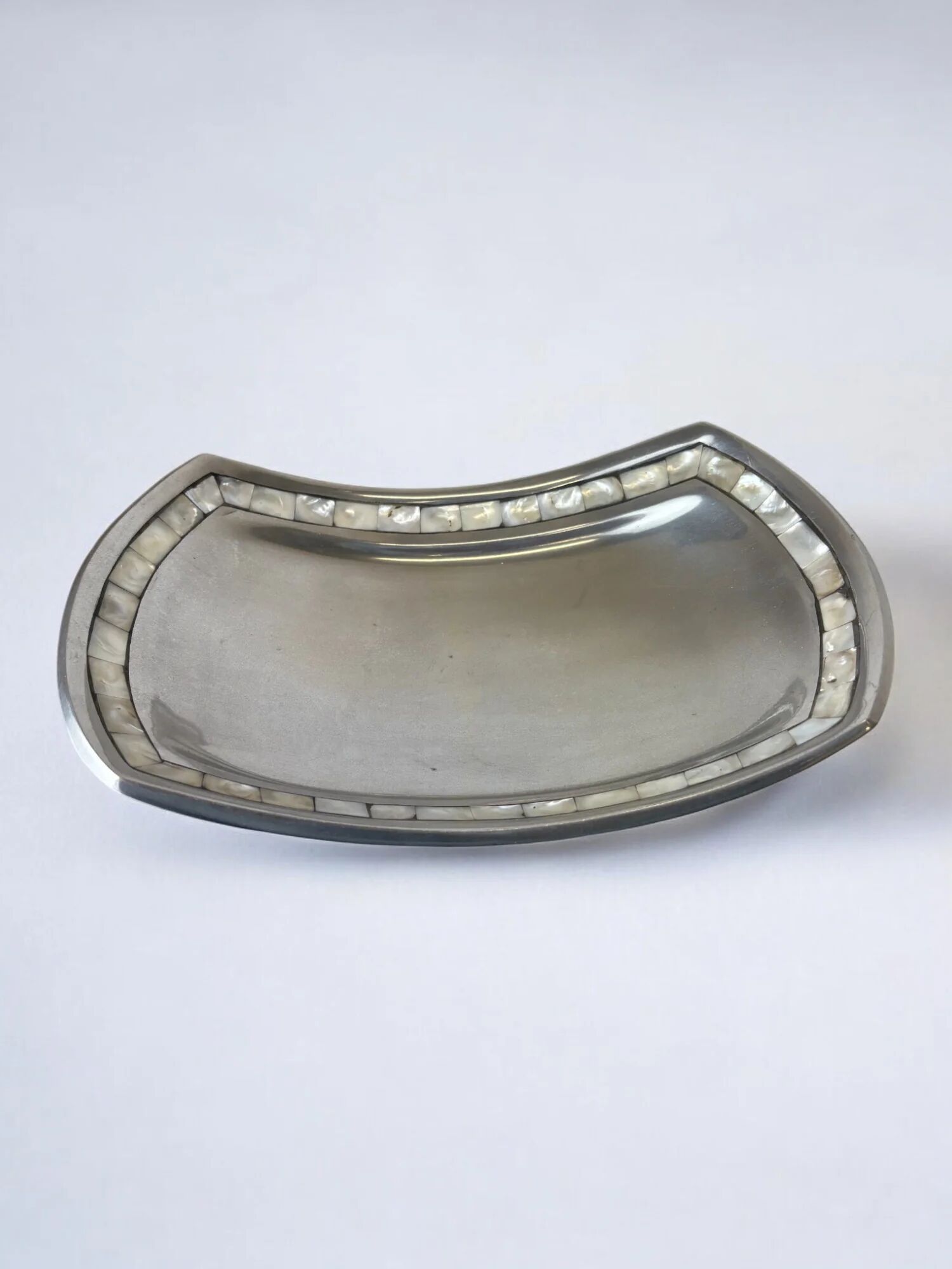 Mother-of-pearl & aluminium centerpiece, Italy, 1980s