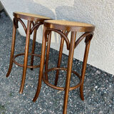 Tabourets bois canné bistrot bar