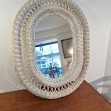 White rattan mirror