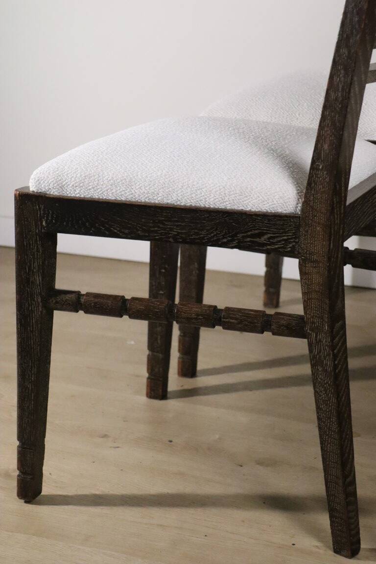 Set of 4 modernist chairs in oak and bouclé fabric, 1940