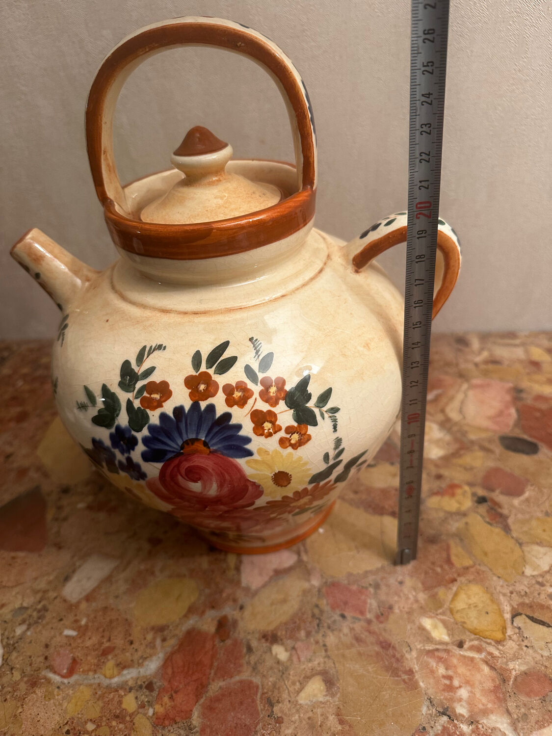 Gargoulette / Jug signed Longchamp - Hand-painted ceramic - Vintage