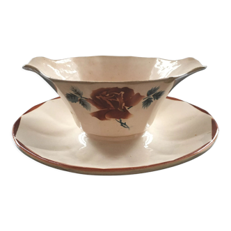 Digoin sauce boat decorated with roses