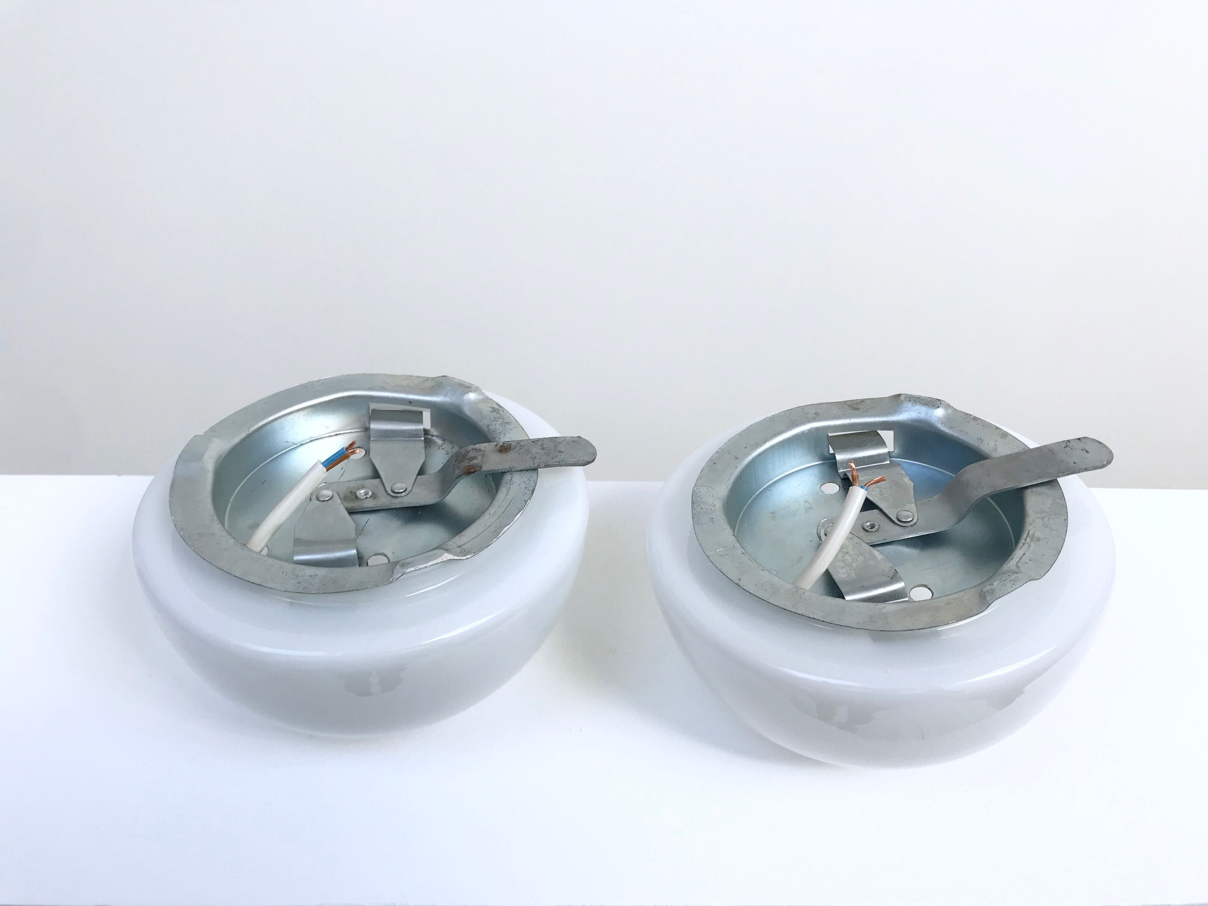 Lot of two wall lights in opaline, 1950