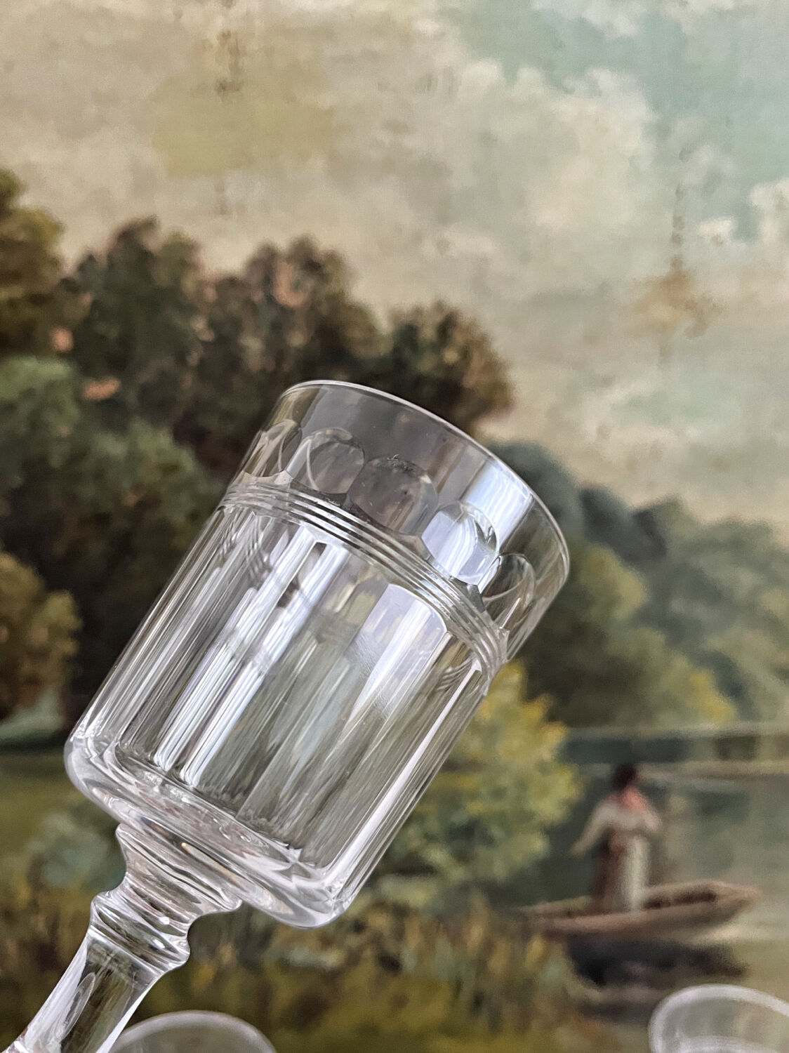 4 Baccarat cut crystal port wine glasses, similar to Chica model