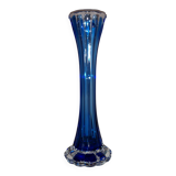 large blue crystal vase from cristal d'arques