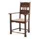 Antique armchair - oak - striped upholstery - 1930s