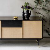 Black mirror enfilade in natural fiber