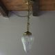 Antique lampe pendatif victorienne bobeche en verre chaine cuivre suspension