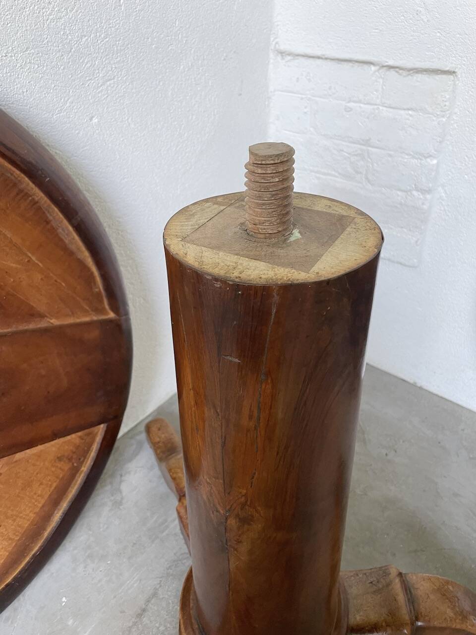 Empire walnut and marble pedestal table, late 19th century