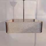 Square perspex ceiling lamp and gilded brass 1960.