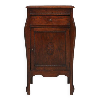 Table de chevet Art Nouveau en chêne, France vers 1910