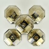 Motoko Ishii brass and glass ceiling light from the 1970s for Staff Leuchten