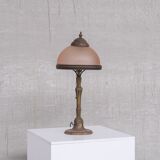 Lampe de table en laiton et verre Art Nouveau français
