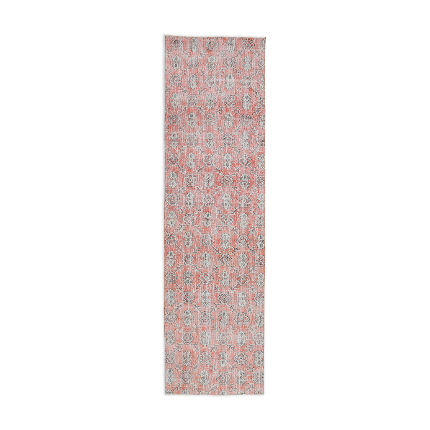 Floral red turkish runner rug, 324x90cm