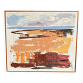 Huile sur toile originale suédoise - "Paysage côtier" attribué à Lars Börjesson - Signé - vintage et encadré