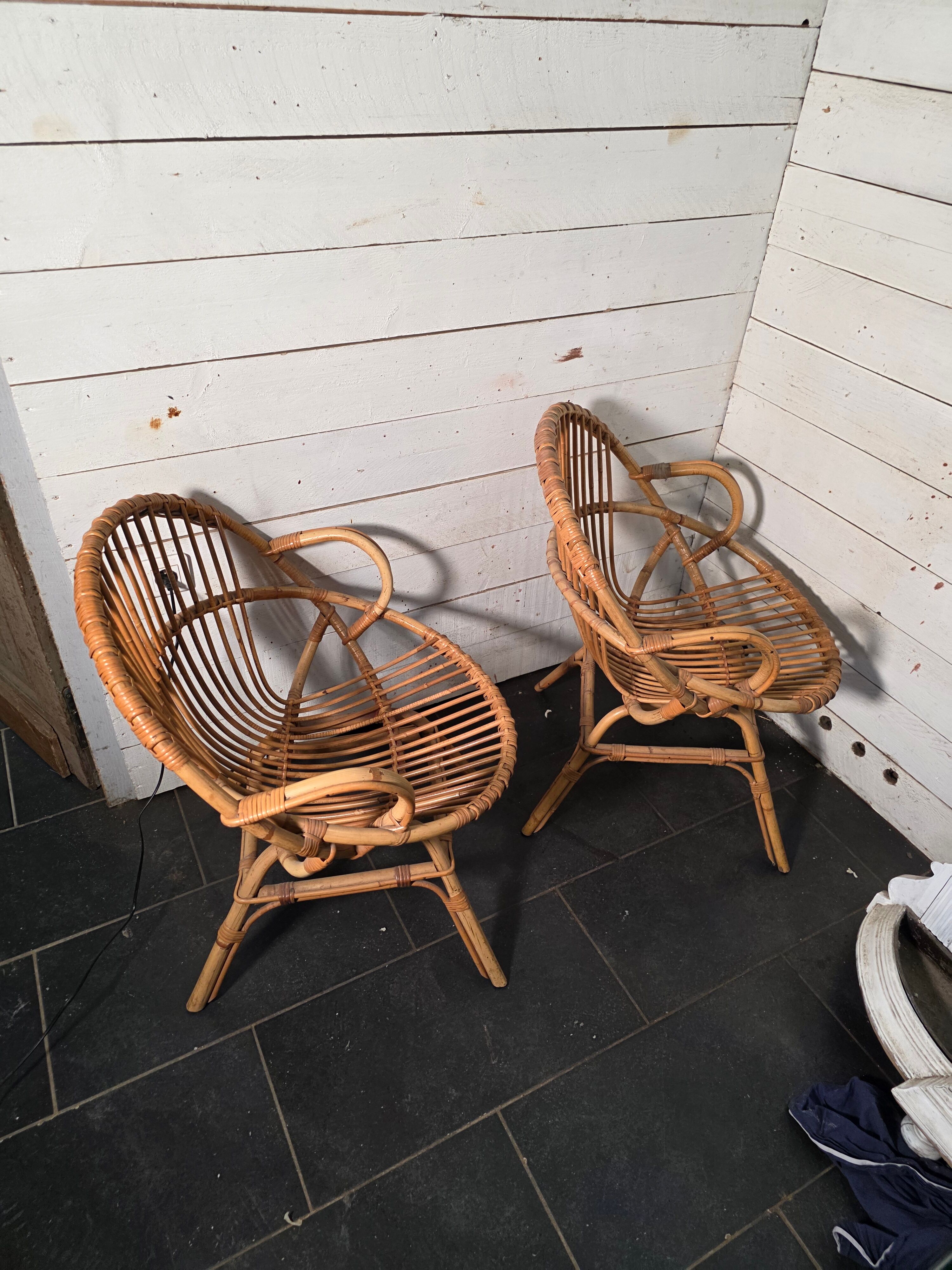 Pair of 1960s rattan armchairs