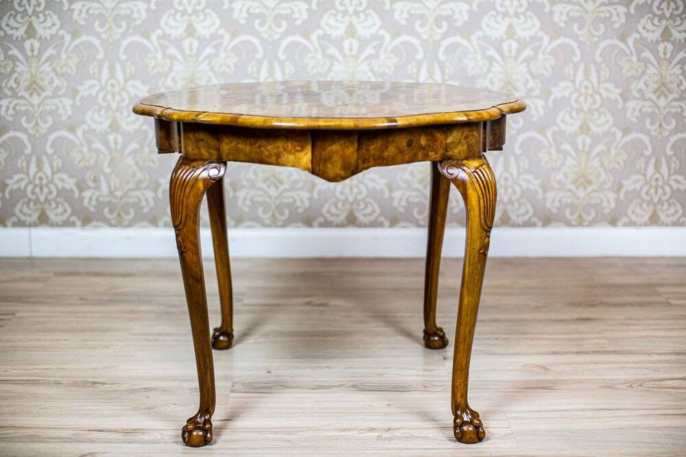Vintage Round Walnut Coffee Table, 1930s