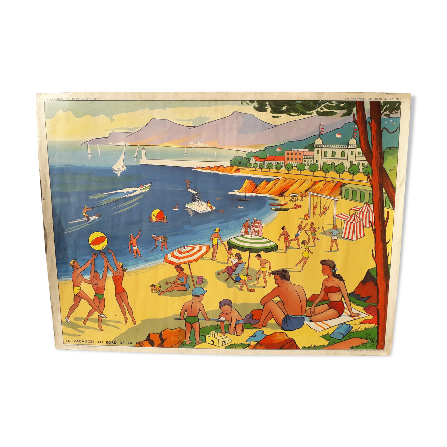 Rossignol school poster on holiday by the sea and gypsies