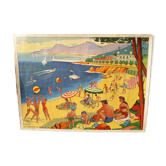 Rossignol school poster on holiday by the sea and gypsies
