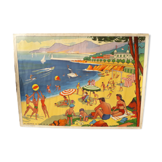 Affiche scolaire Rossignol en vacances au bord de la mer et les bohémiens