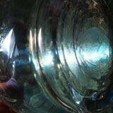 Carafe in worked glass, blue chandelier and its faceted cap