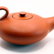 Old handmade earthenware teapot from Neuchâtel pottery, Switzerland