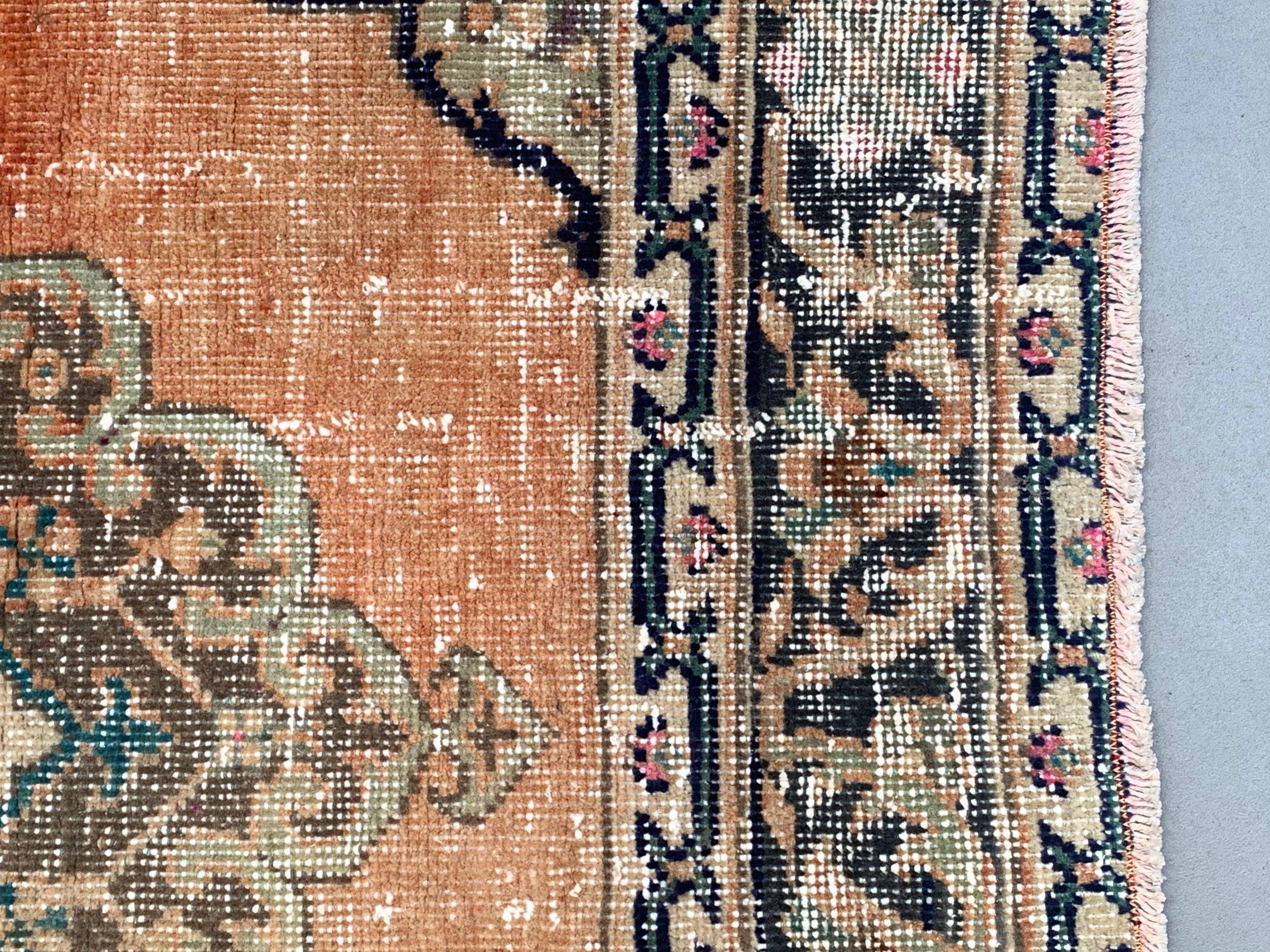 Distressed Turkish Runner 375x80 cm wool Vintage Tribal Rug