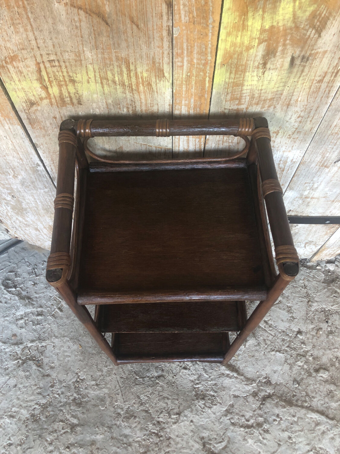 Vintage rattan shelving accent cabinet