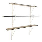 Large vintage wall shelf in smoked glass and white metal in String style.