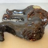 Iridescent ceramic elephant candlestick signed