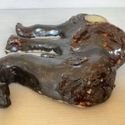 Iridescent ceramic elephant candlestick signed