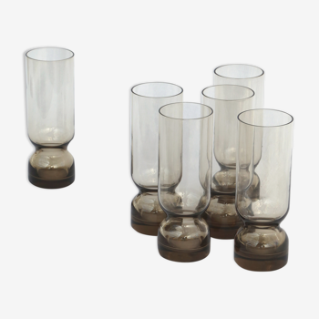 6 high glasses in smoked glass