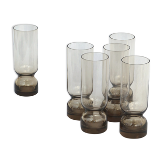 6 high glasses in smoked glass